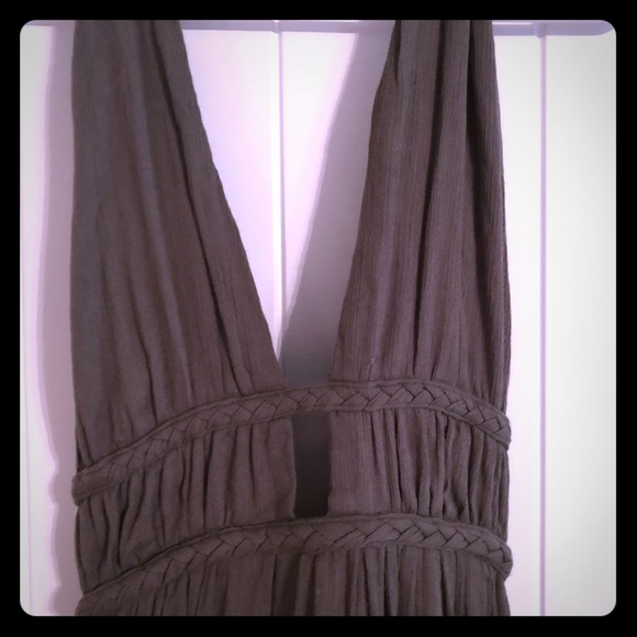 Women’s Full Length Halter Dress Green Lined Zipper - Picture 2 of 3